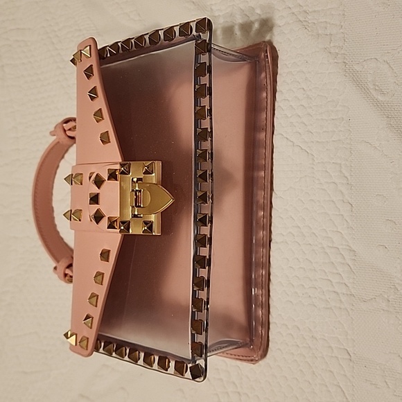 Clear,pink and gold studs silicone,waterproof purse - Picture 3 of 4